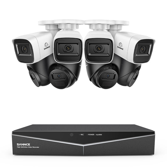 1080p 16CH Analog Überwachungskamera & DVR Set, 8 Stück Schwarz Außen Kamera, Intelligente Bewegungserkennung, 100ft Infrarot Nachtsicht, IP67 Wasserdicht