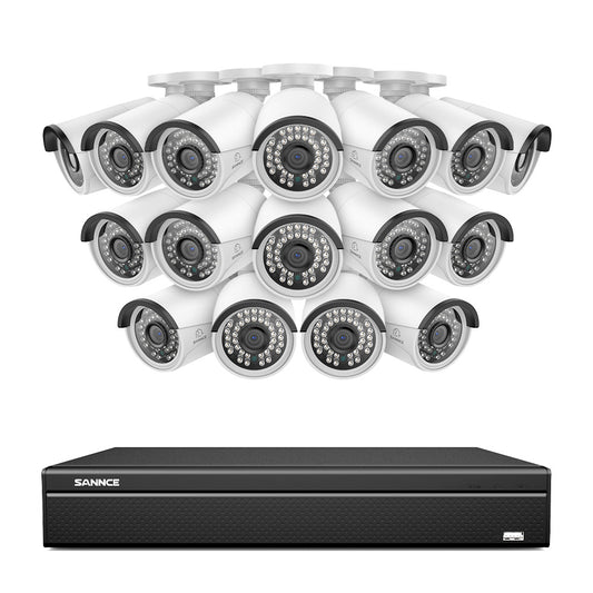16CH 5MP PoE Überwachungskamera Set, H.265+ Kompression, Onvif unterstützt, Personen-/Fahrzeugerkennung, Sofortige Benachrichtigung, IP66 Wasserdicht (5MP IP Kameras und 4K 16CH NVR)