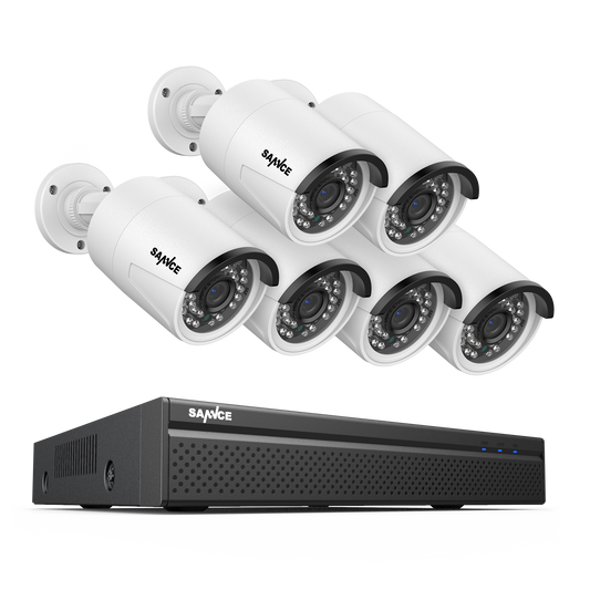 4K 8 Kanal POE Überwachungskamera Set, Audioaufnahme, Personenerkennung, Plug und Play, Fernzugriff, IP66 Wasserdicht (6x3MP POE Kamera und 4K 8CH NVR)