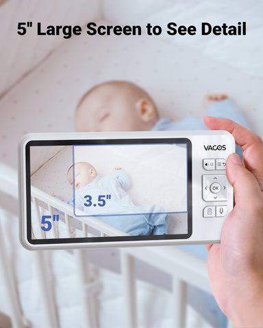 Vacos 720p Babyphone Video-Überwachungsgerät, 5 Zoll LCD Bildschirm mit HD Baby Monitor 1280*720p
