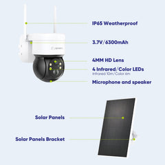 2 Stück WLAN IP Überwachungskamera Aussen Akku mit Solarpanel, 4MP Super HD (2560x1440), 350°/90° PT Schwenkbar, Farbnachtsicht, 2-Wege-Audio, Kompatibel mit Alexa