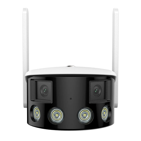 WLAN Außen Panorama Kamera, 2K 4MP Dual-Lens, Farbnachtsicht, 180° Weitwinkel, Intelligente Personen-/Fahrzeugerkennung, IP66 Wasserdicht, Zwei-Wege-Audio, Alexa/Google Unterstützung (2 Stück)