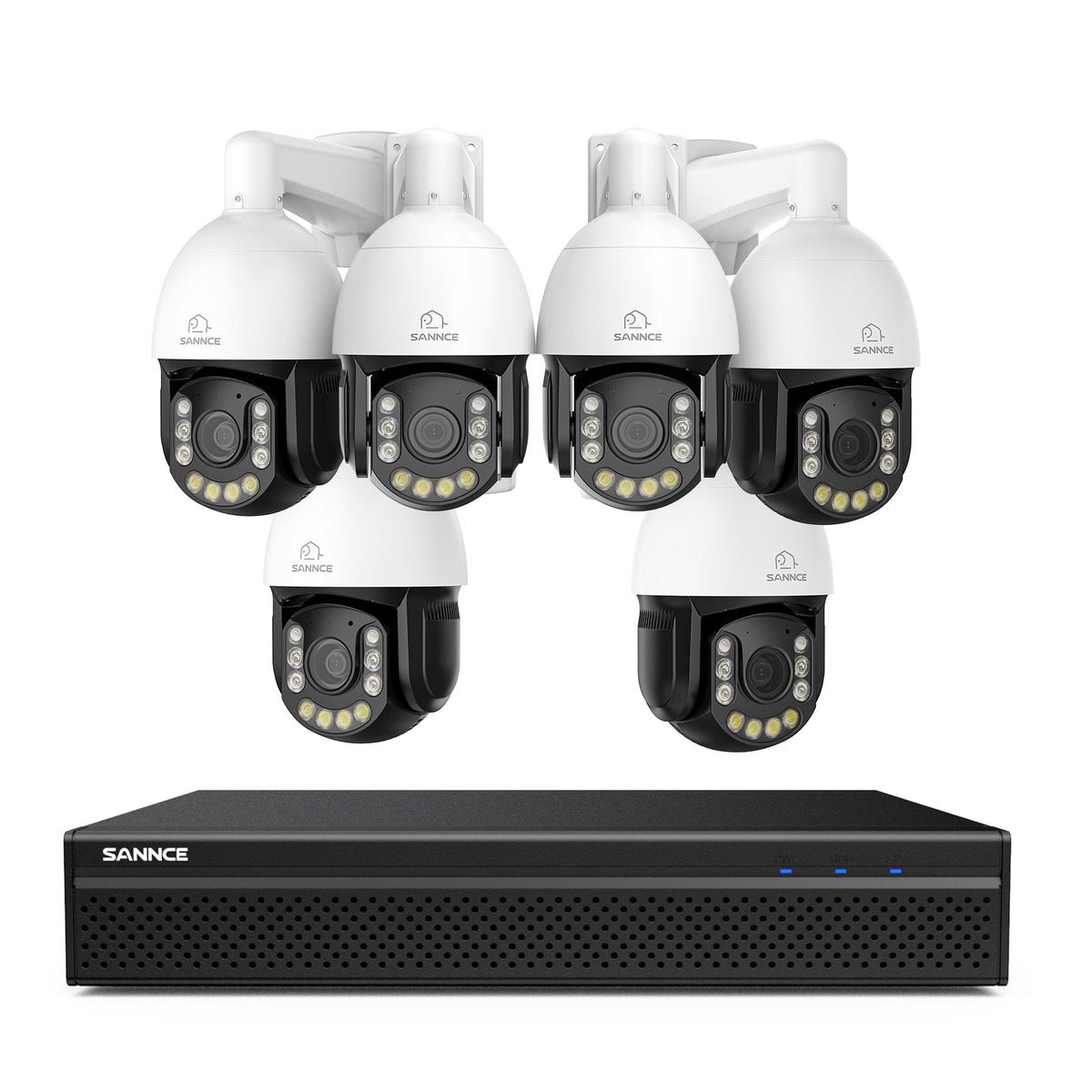 4K 8-Channel PoE Security NVR System with 6PCS 8MP 20X PTZ Camera, Auto Tracking, Two-Way Audio, Color Night Vision