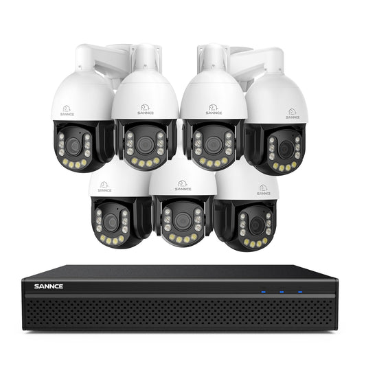 4K 8-Channel PoE Security NVR System with 7PCS 8MP 20X PTZ Camera, Auto Tracking, Two-Way Audio, Color Night Vision