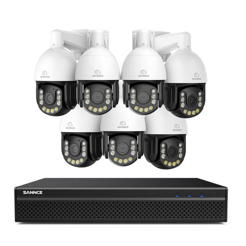 4K 8-Channel PoE Security NVR System with 7PCS 8MP 20X PTZ Camera, Auto Tracking, Two-Way Audio, Color Night Vision