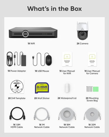5MP 8 Channel PoE Security System, 6MP NVR + PT IP Cameras, S+265., AI Human & Vehicle Detection, Smart Playback, Smart Notification with Image Attached