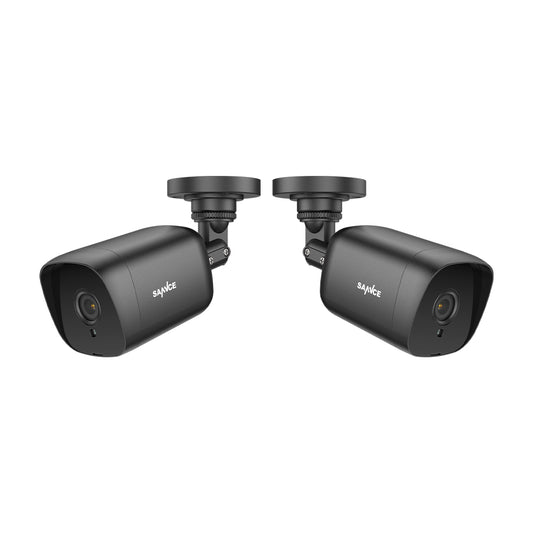 2 Stück 5MP Full HD Bullet Überwachungskamera Set, kabelgebunden, Rund-um-die-Uhr-Überwachung, 100ft Nachtsicht, IP66 Wasserdicht, Schwarz