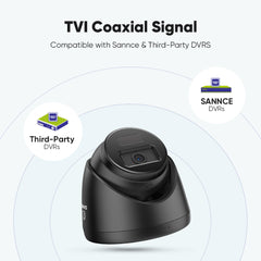 1080p 8CH PT Überwachungskamera System, 4 Stück 2MP Turret Kamera Schwarz & PT Kamera & Hybrid 5-in-1 DVR, 100ft Nachtsicht, Bewegungserkennung, IP66 Wasserdicht