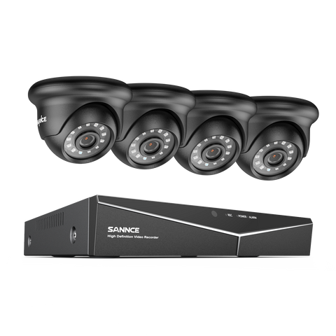 1080p Lite 8-Channel Wired Security DVR System W/ 4pcs 2MP Outdoor & Indoor Turret Cameras, Smart Motion Detection