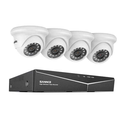 Zertifiziert überholt 8-Kanal 1080P kabelgebundenes Sicherheitskamerasystem - Hybrid DVR, 4 Stk. 2MP Revolverkameras, Outdoor & Indoor, Smart Motion Detection, Fernzugriff