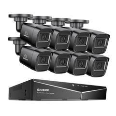 1080p 16CH Analog Überwachungskamera & DVR Set, 8 Stück Schwarz Außen Bullet Kamera, Intelligente Bewegungserkennung, 100ft Infrarot Nachtsicht, IP67 Wasserdicht