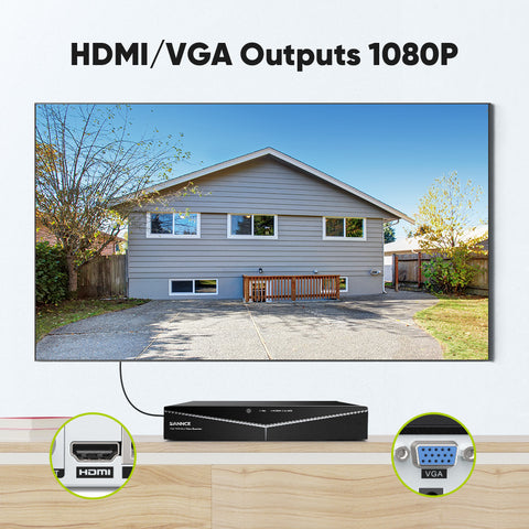 1080p 16CH Analog Überwachungskamera & DVR Set, 8 Stück Weiß Außen Bullet Kamera, Intelligente Bewegungserkennung, 100ft Infrarot Nachtsicht, IP66 Wasserdicht