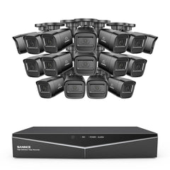 1080p 16CH Analog Überwachungskamera & DVR Set, 16 Stück Schwarz Außen Bullet Kamera, Intelligente Bewegungserkennung, 100ft Infrarot Nachtsicht, IP67 Wasserdicht