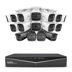 1080p 16CH Analog Überwachungskamera & DVR Set, 16 Stück Schwarz Außen Bullet Kamera, Intelligente Bewegungserkennung, 100ft Infrarot Nachtsicht, IP67 Wasserdicht