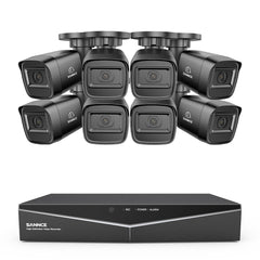 1080p 16CH Analog Überwachungskamera & DVR Set, 8 Stück Schwarz Außen Bullet Kamera, Intelligente Bewegungserkennung, 100ft Infrarot Nachtsicht, IP67 Wasserdicht