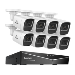 1080p 16CH Analog Überwachungskamera & DVR Set, 8 Stück Weiß Außen Bullet Kamera, Intelligente Bewegungserkennung, 100ft Infrarot Nachtsicht, IP66 Wasserdicht