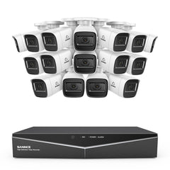 1080p 16CH Analog Überwachungskamera & DVR Set, 16 Stück Weiß Außen Bullet Kamera, Intelligente Bewegungserkennung, 100ft Infrarot Nachtsicht, IP67 Wasserdicht