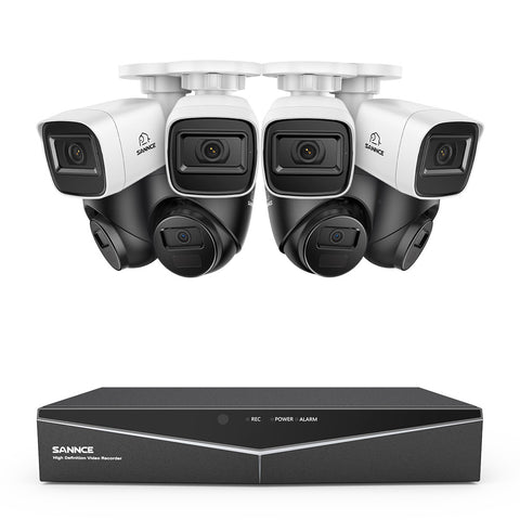 1080p 16CH Analog Überwachungskamera & DVR Set, 8 Stück Schwarz Außen Kamera, Intelligente Bewegungserkennung, 100ft Infrarot Nachtsicht, IP67 Wasserdicht