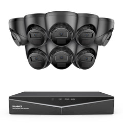 1080p 16CH Analog Überwachungskamera & DVR Set, 8 Stück Schwarz Außen Turret Kamera, Intelligente Bewegungserkennung, 100ft Infrarot Nachtsicht, IP66 Wasserdicht