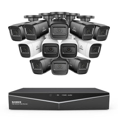 1080p 16CH Analog Überwachungskamera & DVR Set, 12 Stück Schwarz Außen Bullet Kamera, Intelligente Bewegungserkennung, 100ft Infrarot Nachtsicht, IP67 Wasserdicht