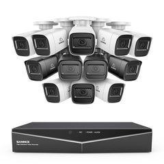 1080p 16CH Analog Überwachungskamera & DVR Set, 12 Stück Schwarz Außen Bullet Kamera, Intelligente Bewegungserkennung, 100ft Infrarot Nachtsicht, IP67 Wasserdicht