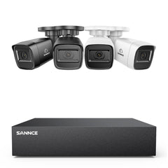 5MP 8CH Bullet Überwachungskamera Set, 4 Stück 2MP Bullet Kamera & Hybrid 5-in-1 DVR, Intelligente Bewegungserkennung, 100ft Nachtsicht, Schwarz