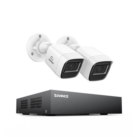 8-Kanal 1080P kabelgebundenes Sicherheitskamerasystem - Hybrid DVR, 2pcs 2MP Bullet-Kameras, Outdoor & Indoor, Smart Motion Detection, Fernzugriff