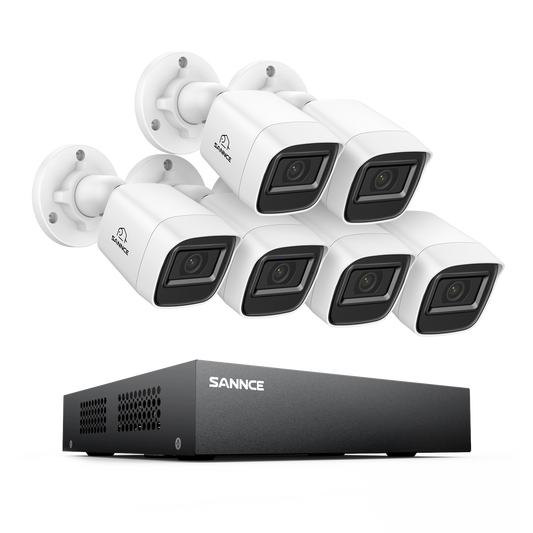 8-Kanal 1080P kabelgebundenes Sicherheitskamerasystem - Hybrid DVR, 6pcs 2MP Bullet-Kameras, Outdoor & Indoor, Smart Motion Detection, Fernzugriff