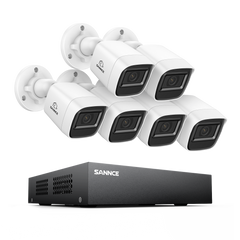 8-Kanal 1080P kabelgebundenes Sicherheitskamerasystem - Hybrid DVR, 6pcs 2MP Bullet-Kameras, Outdoor & Indoor, Smart Motion Detection, Fernzugriff
