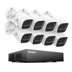 8-Kanal 1080P kabelgebundenes Sicherheitskamerasystem - Hybrid DVR, 8pcs 2MP Bullet-Kameras, Outdoor & Indoor, Smart Motion Detection, Fernzugriff