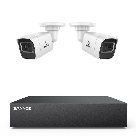 8-Kanal 1080P kabelgebundenes Sicherheitskamerasystem - Hybrid DVR, 2pcs 2MP Bullet-Kameras, Outdoor & Indoor, Smart Motion Detection, Fernzugriff