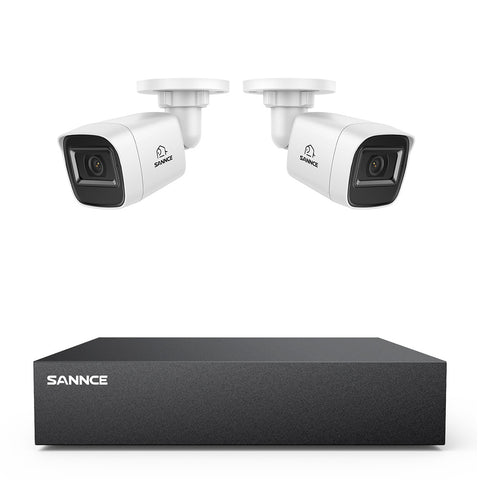 8-Kanal 1080P kabelgebundenes Sicherheitskamerasystem - Hybrid DVR, 2pcs 2MP Bullet-Kameras, Outdoor & Indoor, Smart Motion Detection, Fernzugriff