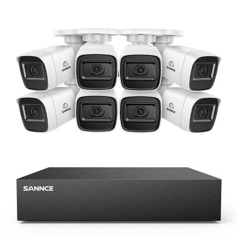 8-Kanal 1080P kabelgebundenes Sicherheitskamerasystem - Hybrid DVR, 8pcs 2MP Bullet-Kameras, Outdoor & Indoor, Smart Motion Detection, Fernzugriff