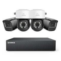 5MP 8CH PT Überwachungskamera System, 2 Stück 2MP Bullet Kamera Schwarz & 2XPT Kamera & Hybrid 5-in-1 DVR, 100ft Nachtsicht, Bewegungserkennung, IP66 Wasserdicht