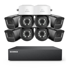 1080p 8CH PT Überwachungskamera System, 4 Stück 2MP Bullet Kamera Schwarz & 4XPT Kamera & Hybrid 5-in-1 DVR, 100ft Nachtsicht, Bewegungserkennung, IP66 Wasserdicht