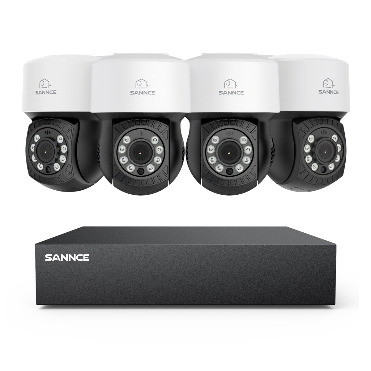 1080p 8CH PT Überwachungkamera Set, 4 Stück PT außen CCTV Kamera & Hybrid 5-in-1 DVR, 100ft Nachtsicht, Bewegungserkennung, IP65 Wasserdicht