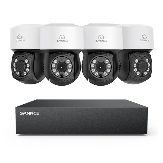 1080p 8CH PT Überwachungkamera Set, 4 Stück PT außen CCTV Kamera & Hybrid 5-in-1 DVR, 100ft Nachtsicht, Bewegungserkennung, IP65 Wasserdicht