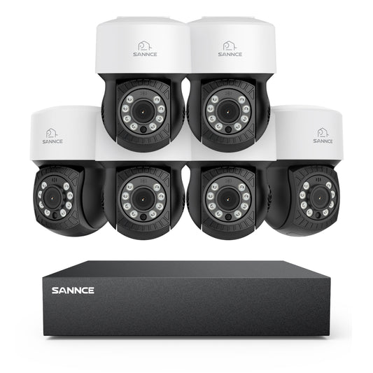 1080p 8CH PT Überwachungkamera Set, 6 Stück PT außen CCTV Kamera & Hybrid 5-in-1 DVR, 100ft Nachtsicht, Bewegungserkennung, IP65 Wasserdicht