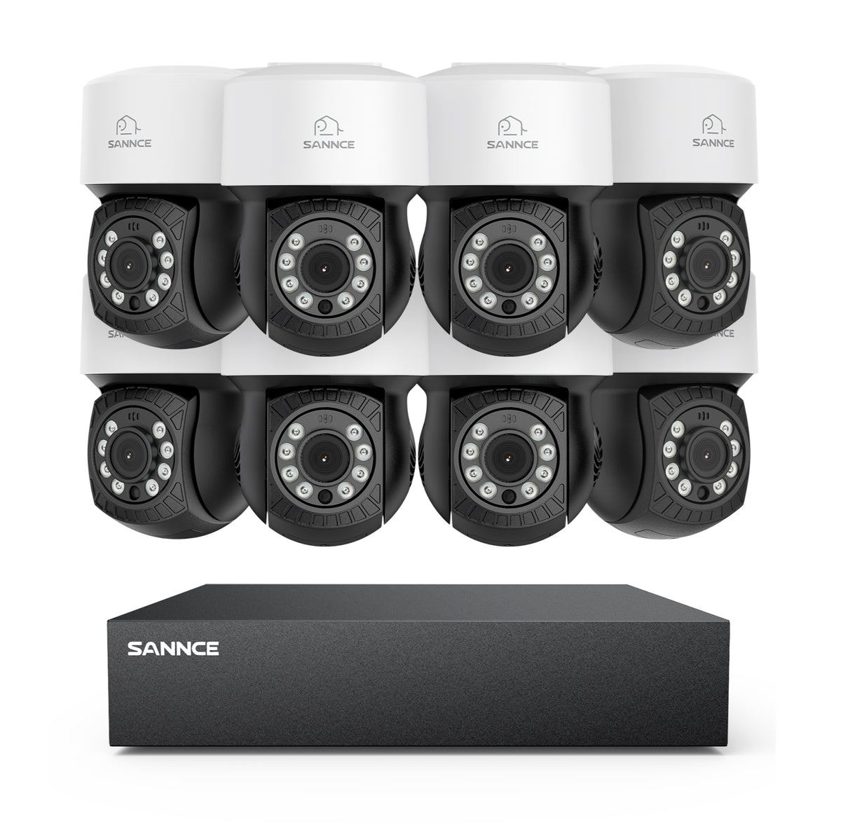 1080p 8CH PT Überwachungkamera Set, 8 Stück PT außen CCTV Kamera & Hybrid 5-in-1 DVR, 100ft Nachtsicht, Bewegungserkennung, IP65 Wasserdicht