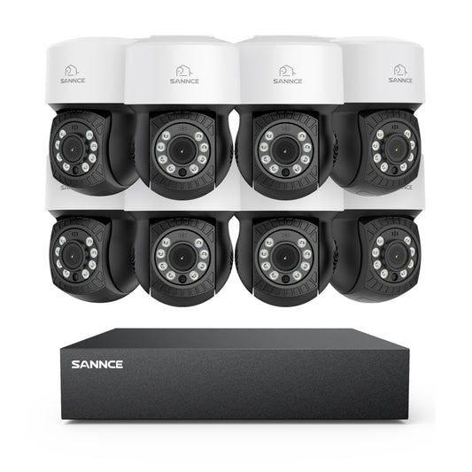 1080p 8CH PT Überwachungkamera Set, 8 Stück PT außen CCTV Kamera & Hybrid 5-in-1 DVR, 100ft Nachtsicht, Bewegungserkennung, IP65 Wasserdicht