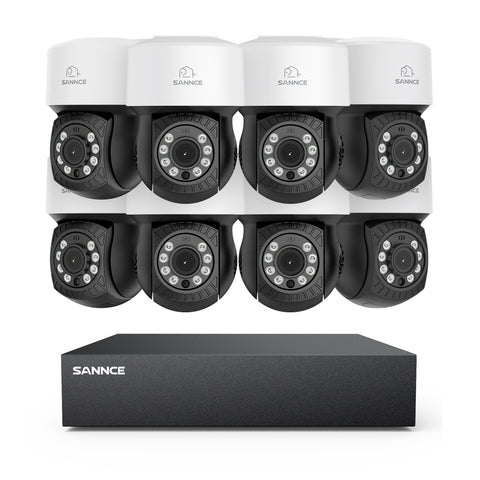 1080p 8CH PT Überwachungkamera Set, 8 Stück PT außen CCTV Kamera & Hybrid 5-in-1 DVR, 100ft Nachtsicht, Bewegungserkennung, IP65 Wasserdicht