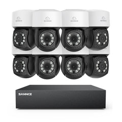 5MP 8CH PT Überwachungkamera Set, 8 Stück PT außen CCTV Kamera & Hybrid 5-in-1 DVR, 100ft Nachtsicht, Bewegungserkennung, IP65 Wasserdicht