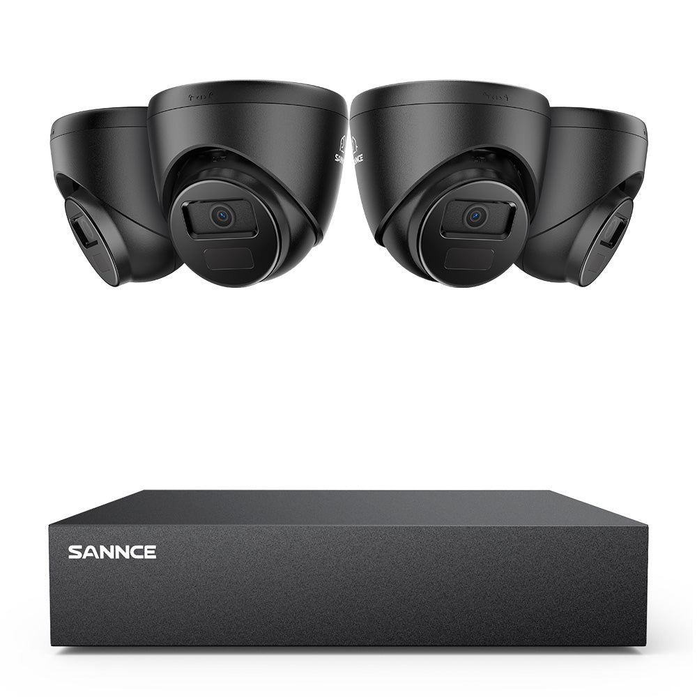 1080p 8CH Turret Überwachungskamera Set, 4 Stück 2MP Turret Kamera & Hybrid 5-in-1 DVR, Intelligente Bewegungserkennung, Fernzugriff