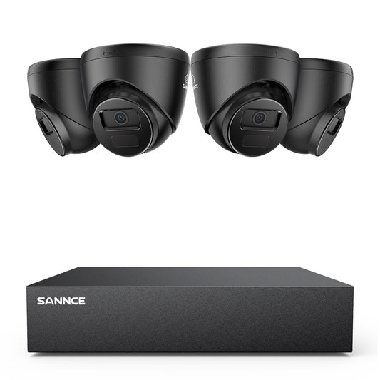 1080p 8CH Turret Überwachungskamera Set, 4 Stück 2MP Turret Kamera & Hybrid 5-in-1 DVR, Intelligente Bewegungserkennung, Fernzugriff