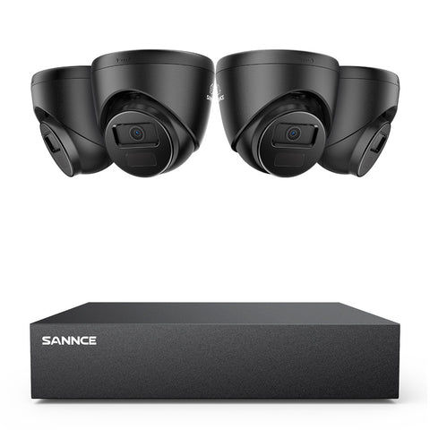 1080p 8CH Turret Überwachungskamera Set, 4 Stück 2MP Turret Kamera & Hybrid 5-in-1 DVR, Intelligente Bewegungserkennung, Fernzugriff