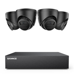 1080p 8CH Turret Überwachungskamera Set, 4 Stück 2MP Turret Kamera & Hybrid 5-in-1 DVR, Intelligente Bewegungserkennung, Fernzugriff