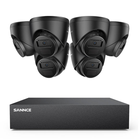 1080p 8CH Turret Überwachungskamera Set, 6 Stück 2MP Turret Kamera & Hybrid 5-in-1 DVR, Intelligente Bewegungserkennung, Fernzugriff