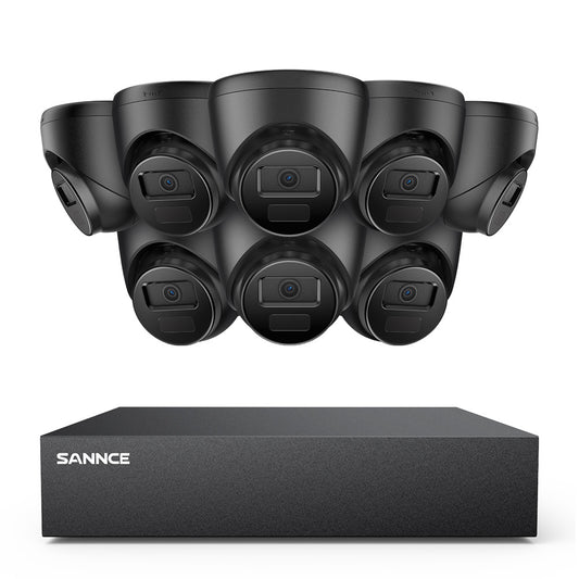 1080p 8CH Turret Überwachungskamera Set, 8 Stück 2MP Turret Kamera & Hybrid 5-in-1 DVR, Intelligente Bewegungserkennung, Fernzugriff