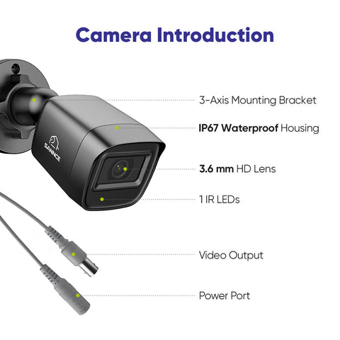 1080p 16CH Analog Überwachungskamera & DVR Set, 12 Stück Schwarz Außen Kamera, Intelligente Bewegungserkennung, 100ft Infrarot Nachtsicht, IP67 Wasserdicht