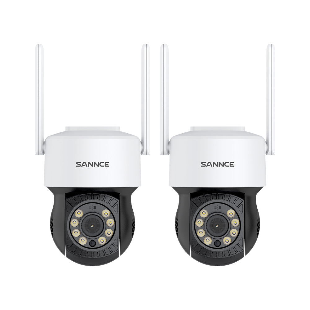 5MP WLAN PT Überwachungskamera, 350°/90° PT Schwenkbar, Zwei-Wege-Audio, KI Personenerkennung, IP66 Wasserdicht, Kompatibel mit Alexa, Für SANNCE N48WHE NVR (2 Stück)